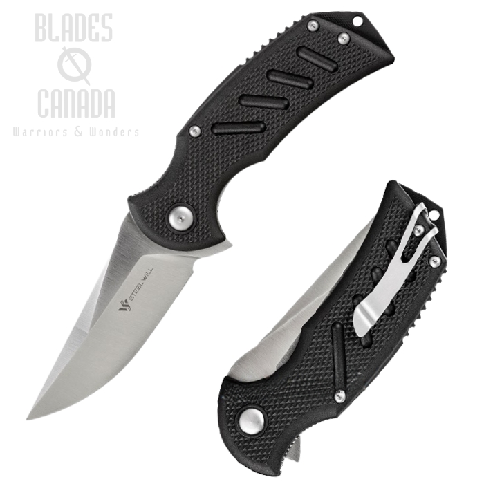 Steel Will Censor Flipper Folding Knife, D2 Satin, FRN Black, F13-A3